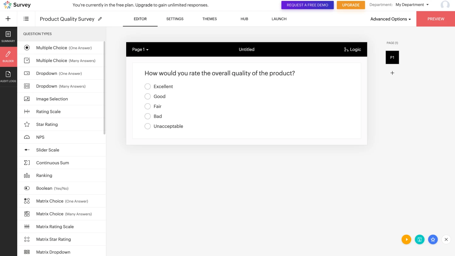 Workspace of Zoho Survey