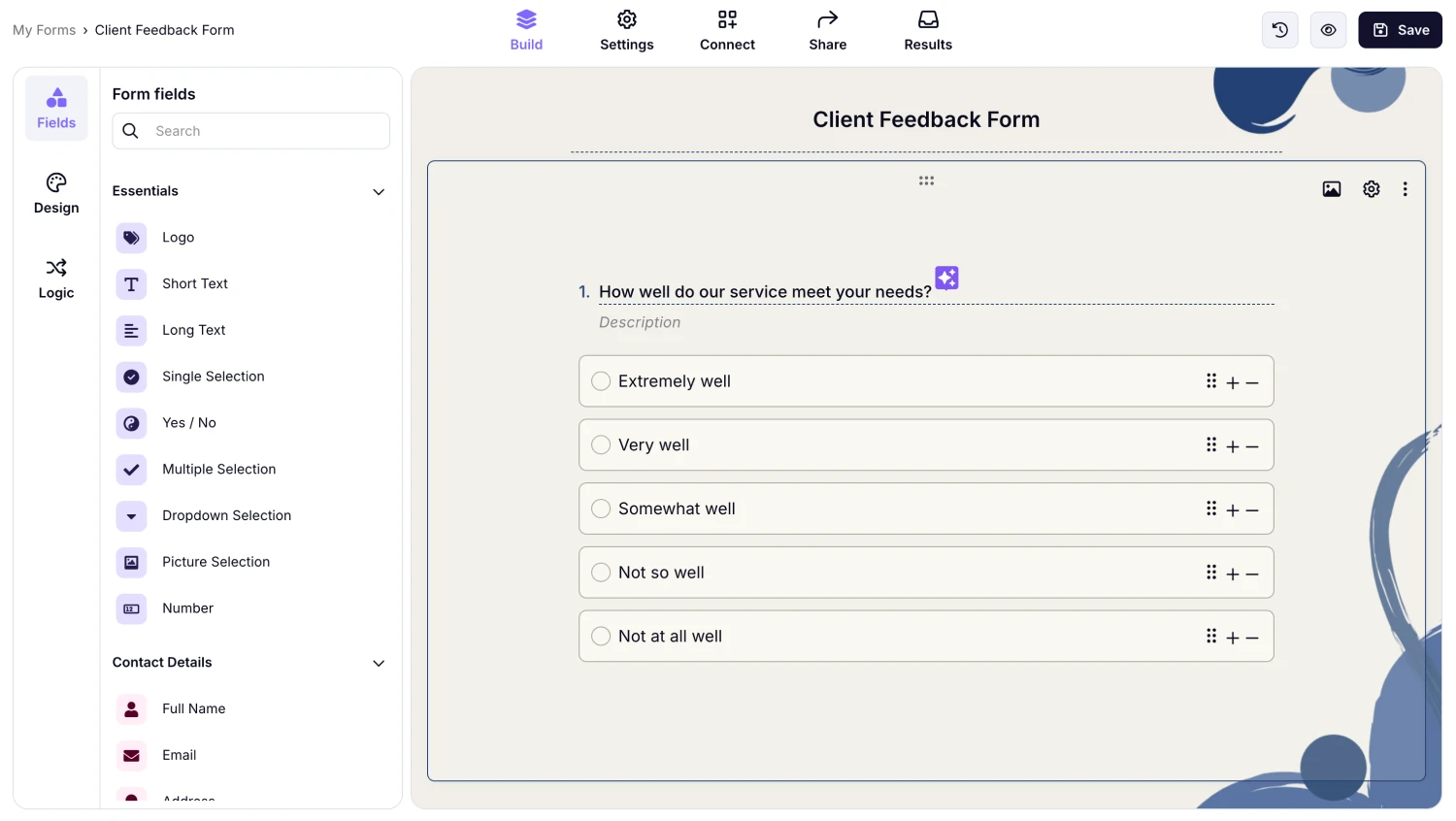 Workspace of forms.app