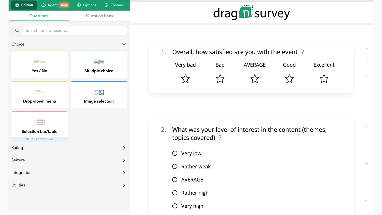 Workspace of Drag’n Survey