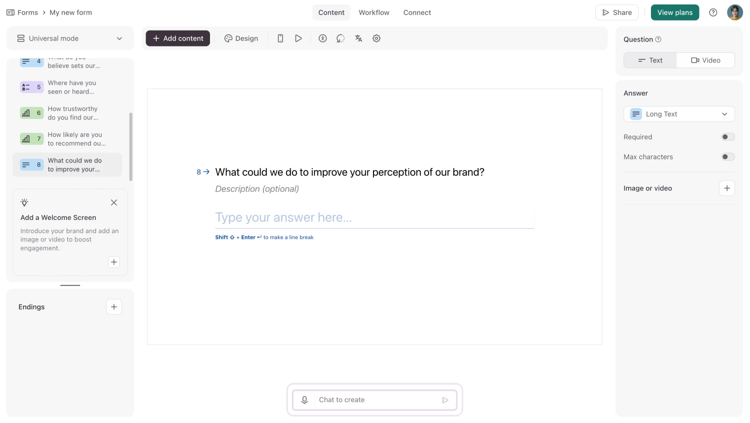 Workspace of Typeform