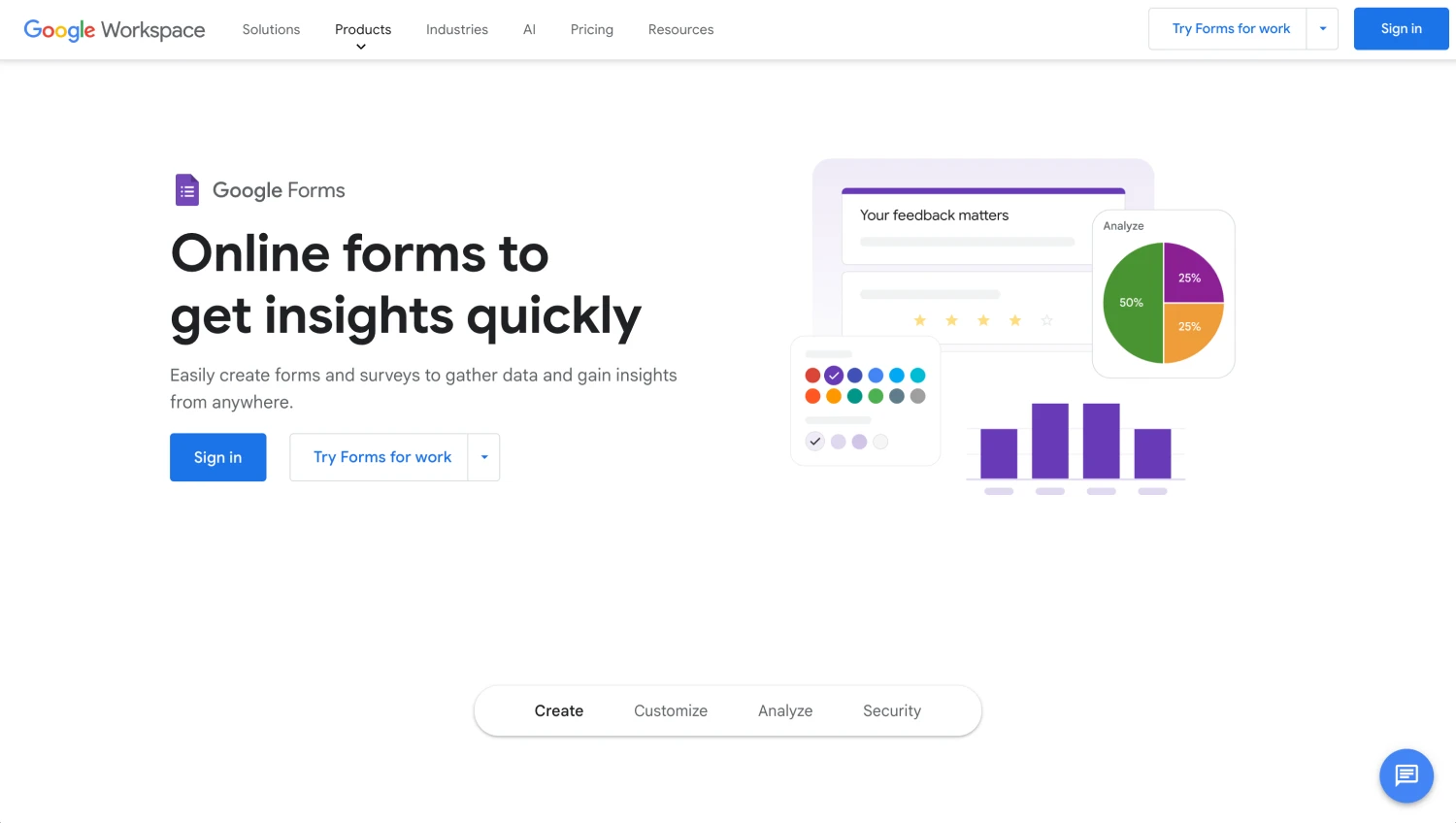 Workspace of Google Forms