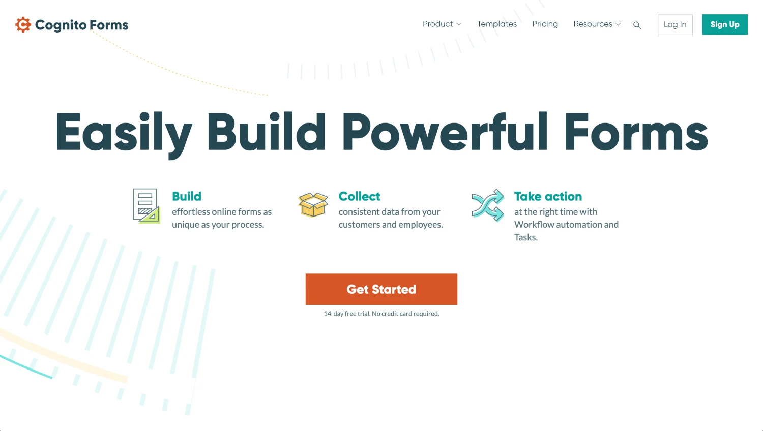 Landing page of Cognito Forms
