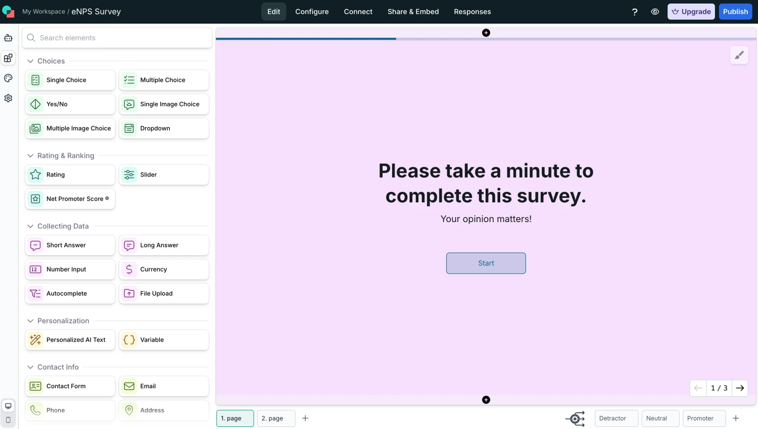 Workspace of involve.me