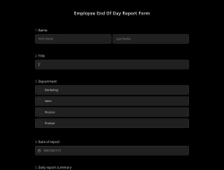 Employee End Of Day Report Form Template