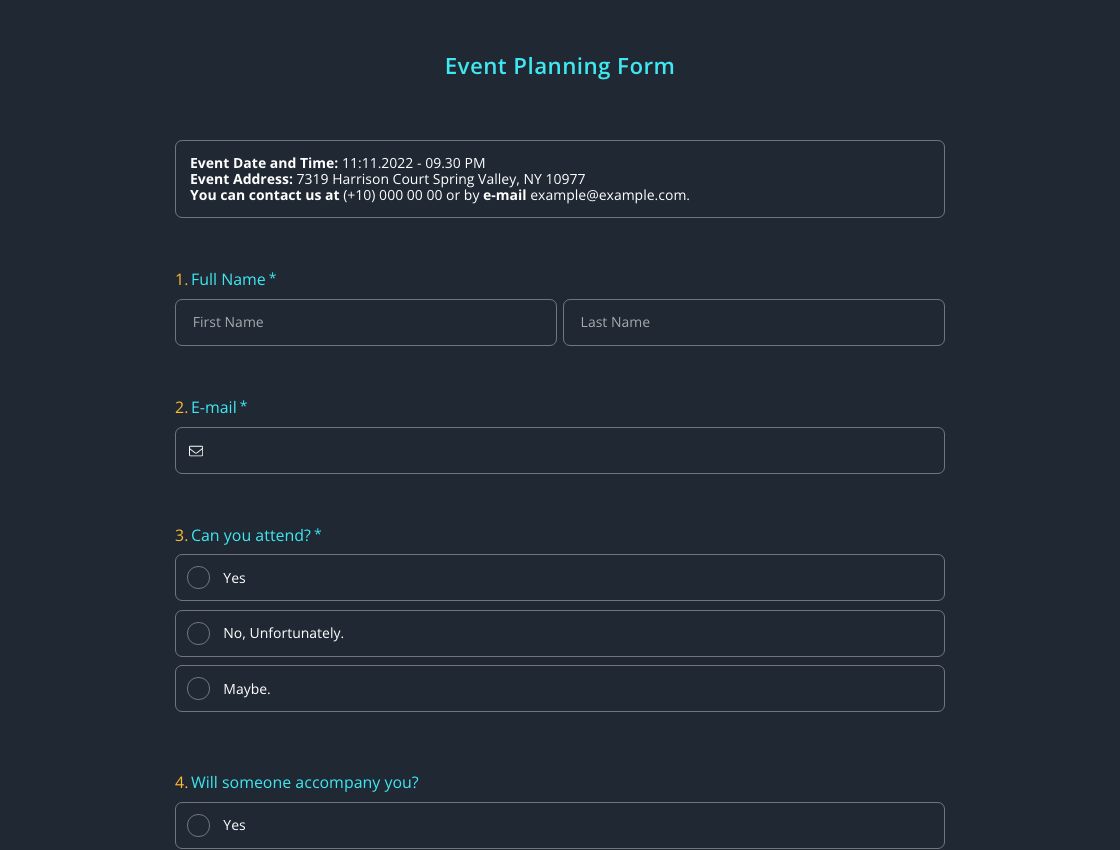 Modelo de Formulário de Planejamento de Evento