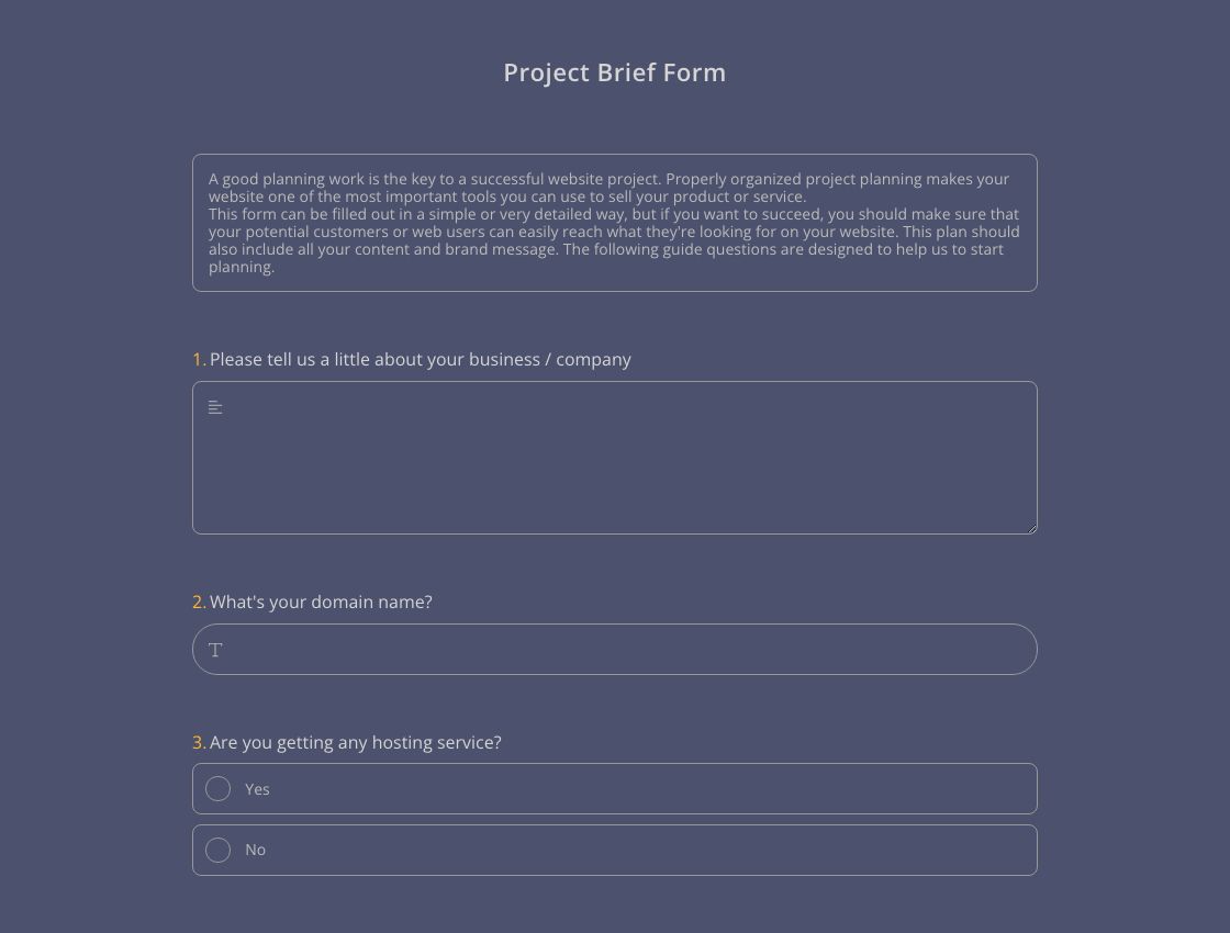Project Brief Form Template