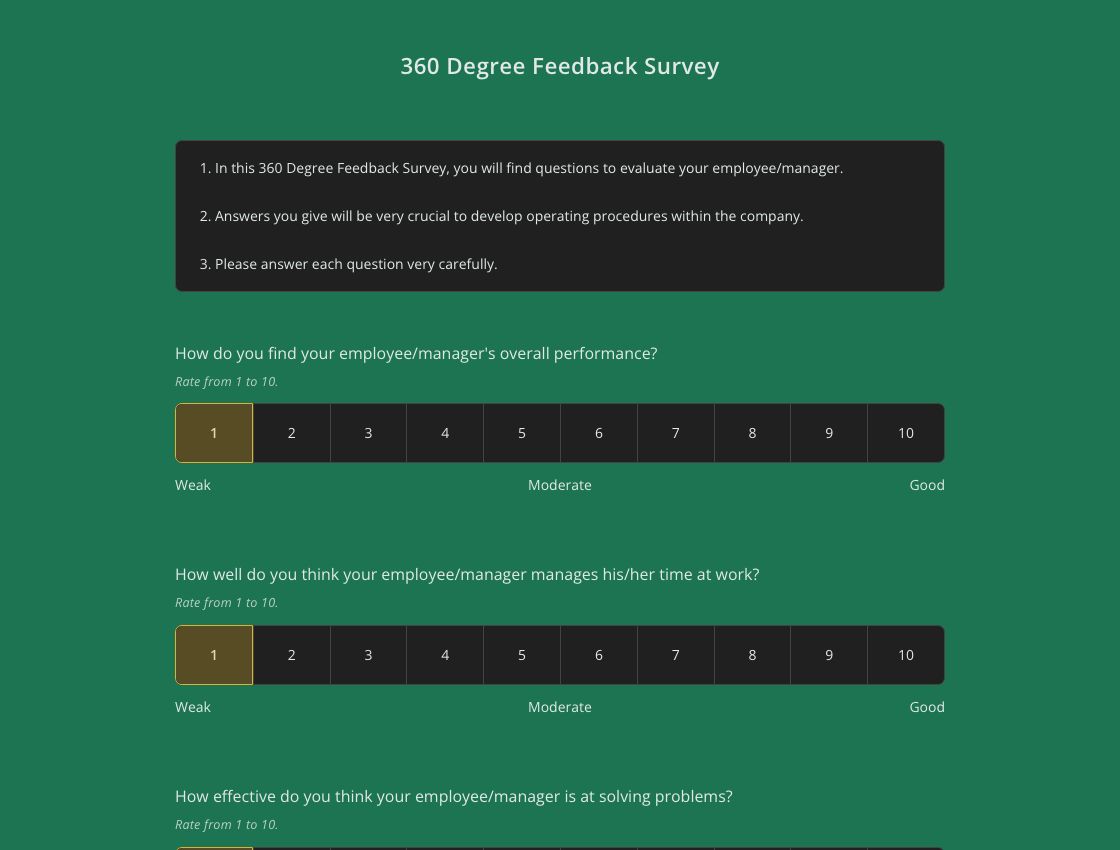 360 Degree Feedback Survey Template