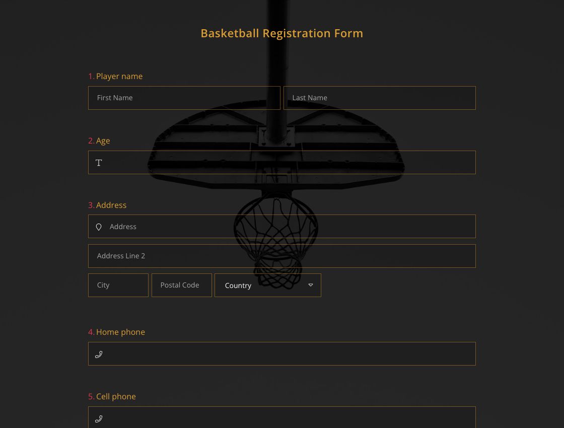 Basketball Anmeldeformular Vorlage