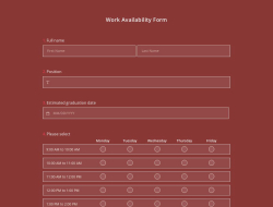 Work Availability Form Template