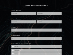 Teacher Recommendation Form Template