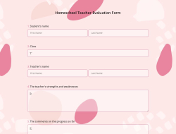 Homeschool Teacher Evaluation Form