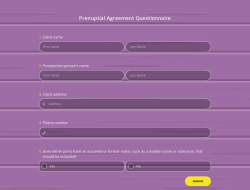Prenuptial Agreement Questionnaire