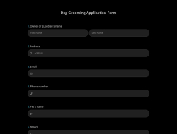 Dog Grooming Application Form
