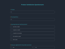 Product Satisfaction Questionnaire 
