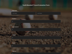 Youth Baseball Tryout Evaluation Form