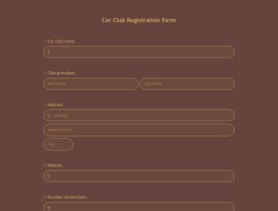 Car Club Registration Form