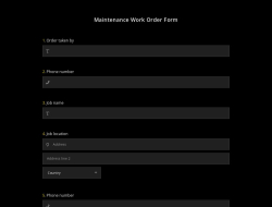 Maintenance Work Order Form