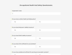 Occupational Health And Safety Questionnaire