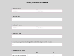 Kindergarten Evaluation Form