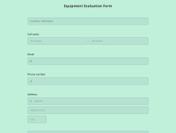 Equipment Evaluation Form