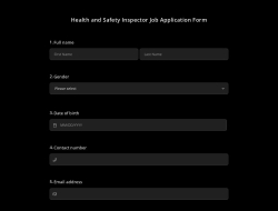 Health And Safety Inspector Job Application Form
