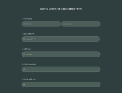 Sports Coach Job Application Form