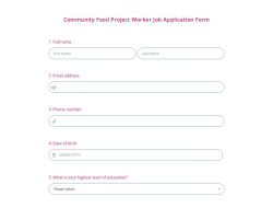 Community Food Project Worker Job Application Form