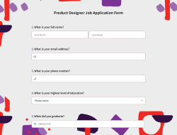 Product Designer Job Application Form