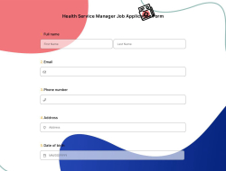 Health Service Manager Job Application Form