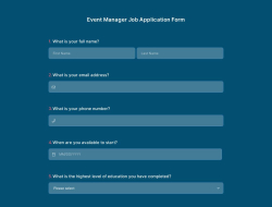 Event Manager Job Application Form