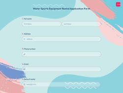 Water Sports Equipment Rental Application Form