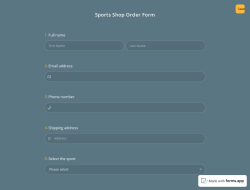 Sports Shop Order Form