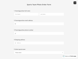 Sports Team Photo Order Form
