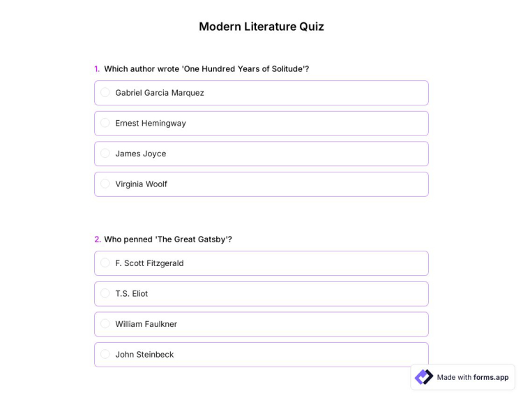 Modern Literature Quiz