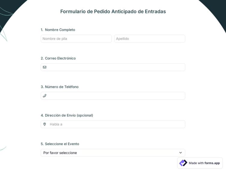Formulario de Pedido Anticipado de Entradas