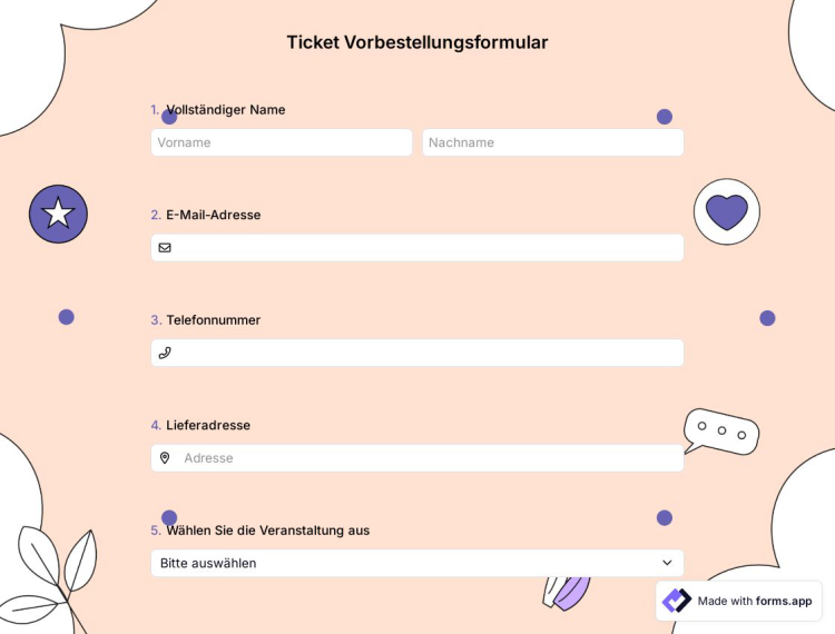 Ticket Vorbestellungsformular