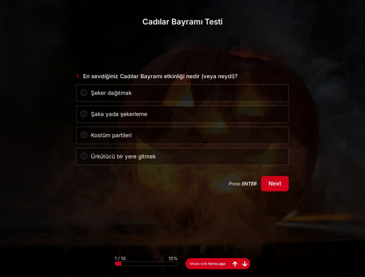 Cadılar Bayramı Test Şablonu