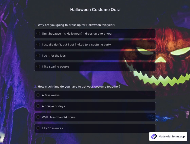 Halloween Costume Quiz