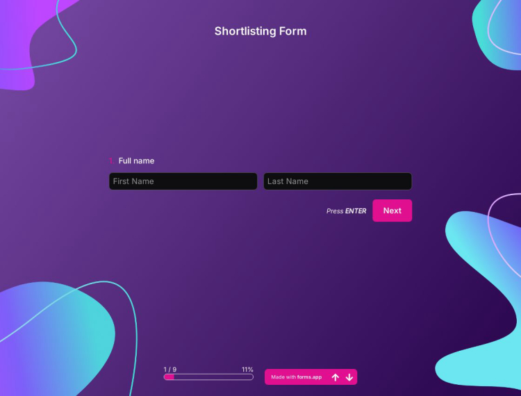 Shortlisting Form