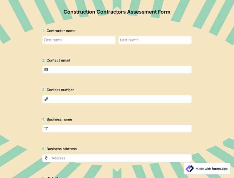 Construction Contractors Assessment Form