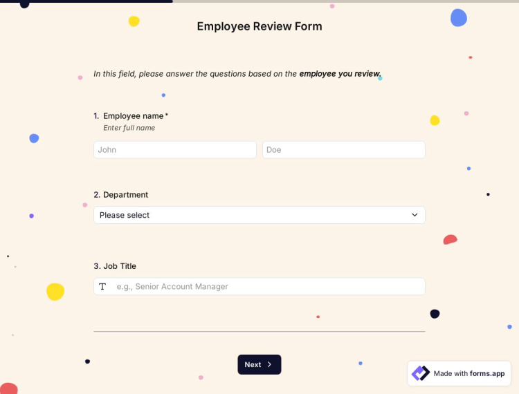 Employee Review Form Template