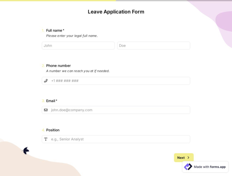Leave Application Form