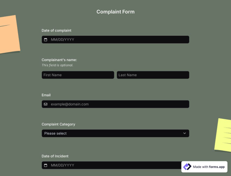 Complaint Form Template