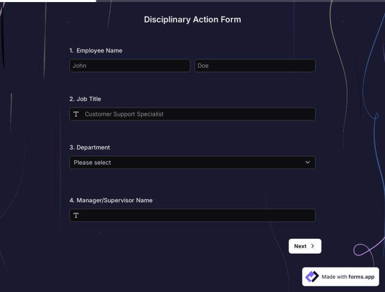 Disciplinary Form Template