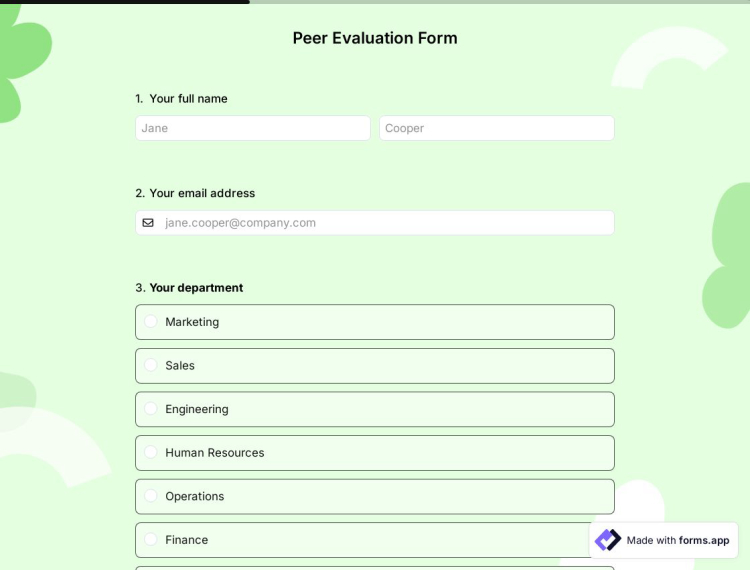 Peer Evaluation Form Template