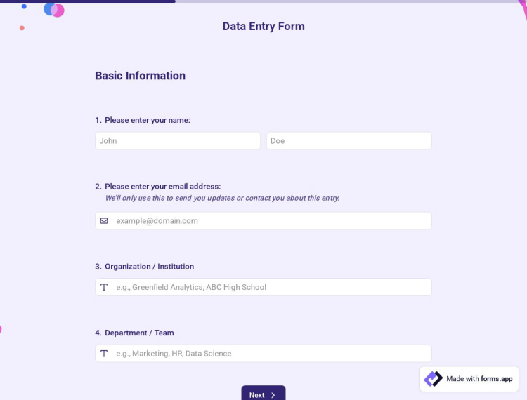 Data Entry Form