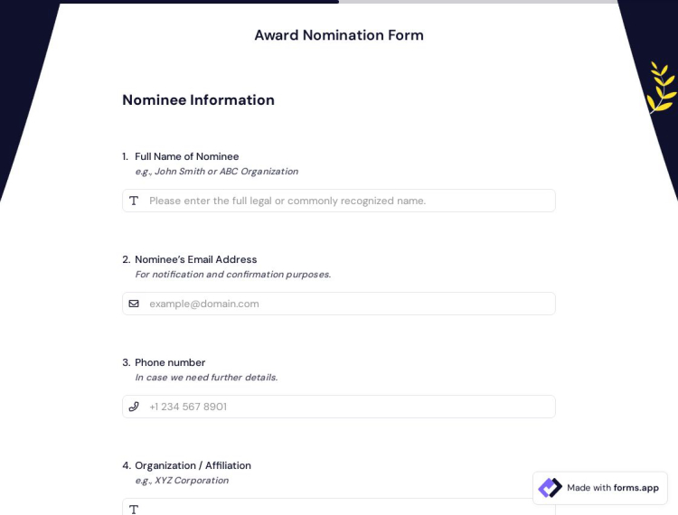 Award Nomination Form