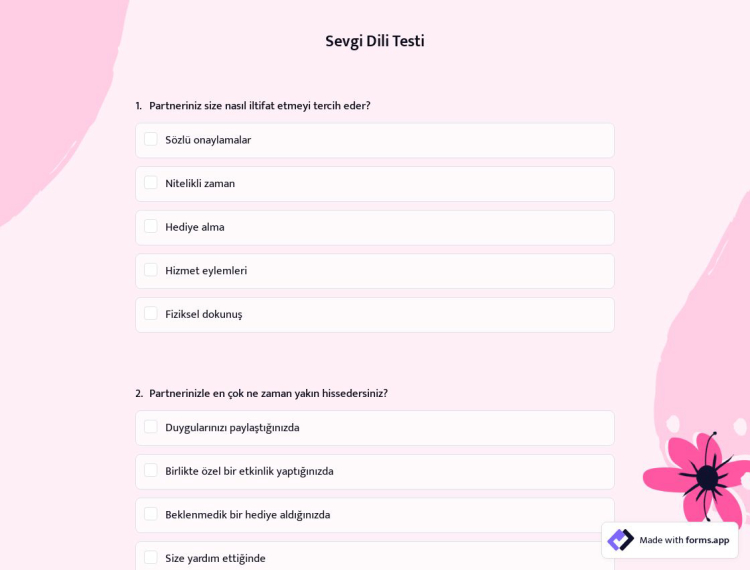 Sevgi Dili Testi