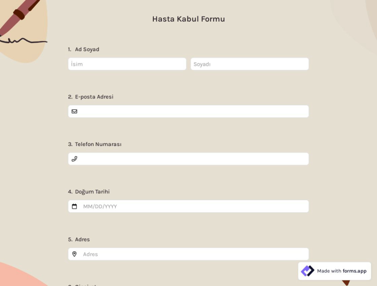 Hasta Kabul Formu