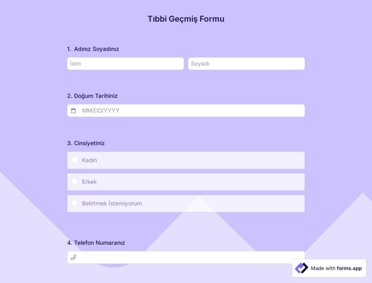 Tıbbi Geçmiş Formu